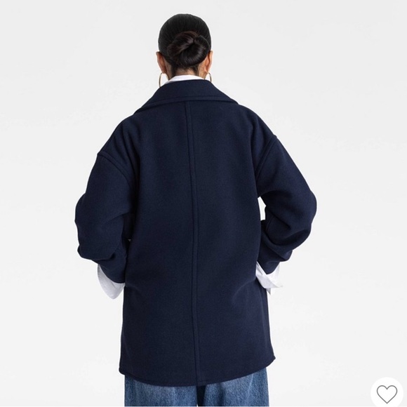 KBB by Kahlana Navy Double-Breasted Peacoat Large NWT - Picture 3 of 9